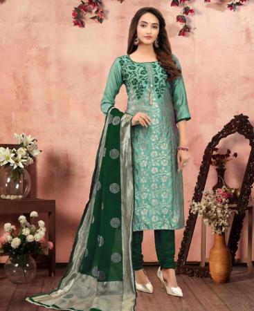 Picture of Fine Light Green Straight Cut Salwar Kameez