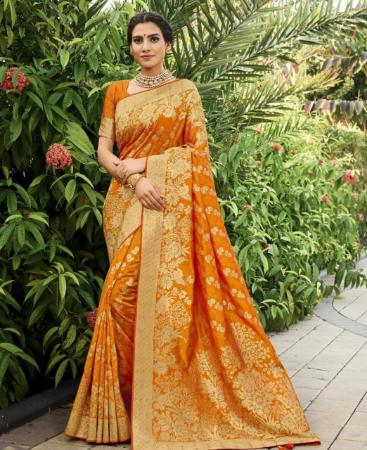 Picture of Enticing Orange Silk Saree