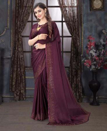 Picture of Comely Wine Casual Saree