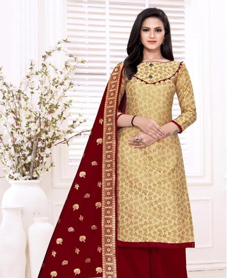 Picture of Beautiful Beige Straight Cut Salwar Kameez