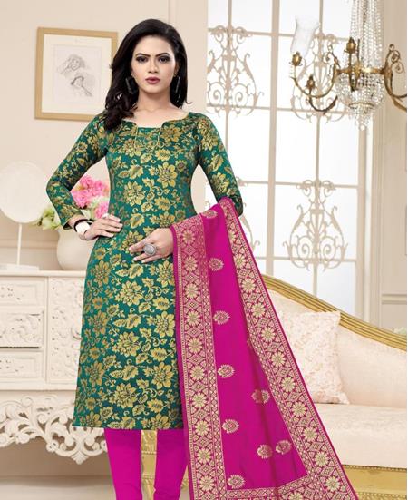 Picture of Marvelous Rama Green Straight Cut Salwar Kameez