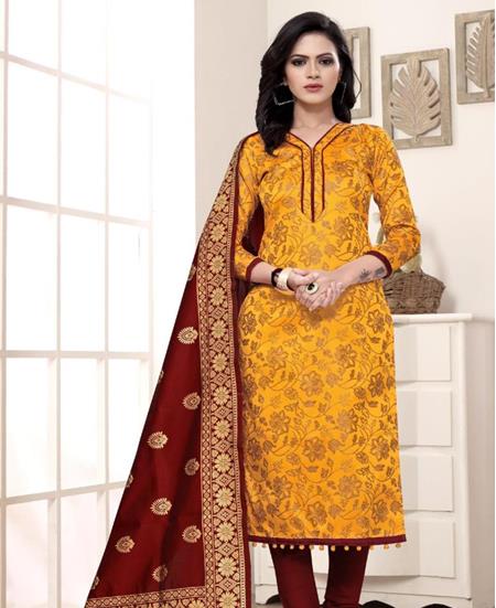 Picture of Elegant Yellow Straight Cut Salwar Kameez