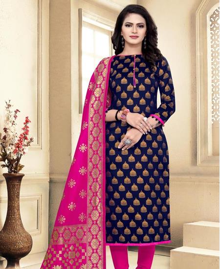 Picture of Marvelous Navy Blue Straight Cut Salwar Kameez