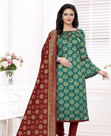 Picture of Statuesque Rama Green Straight Cut Salwar Kameez