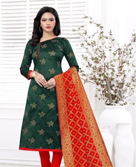 Picture of Charming Bottel Green Straight Cut Salwar Kameez