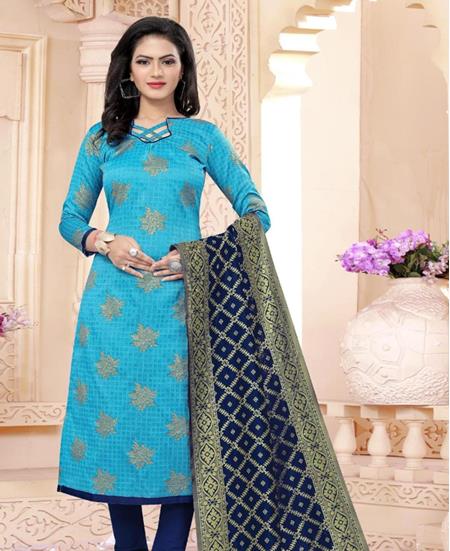 Picture of Stunning Sky Blue Straight Cut Salwar Kameez