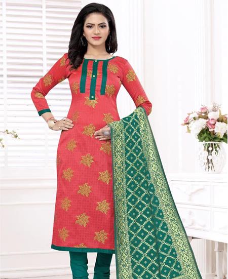 Picture of Grand Tomato Red Straight Cut Salwar Kameez