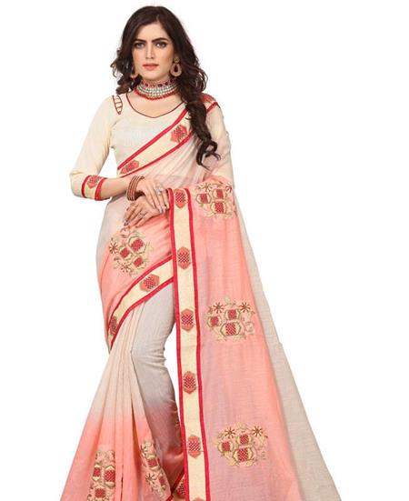 Picture of Splendid Orange+chiku Casual Saree