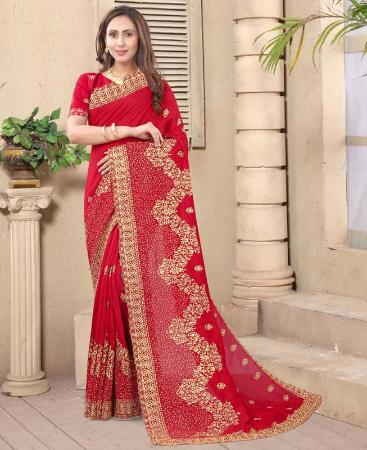 Picture of Delightful Red Casual Saree