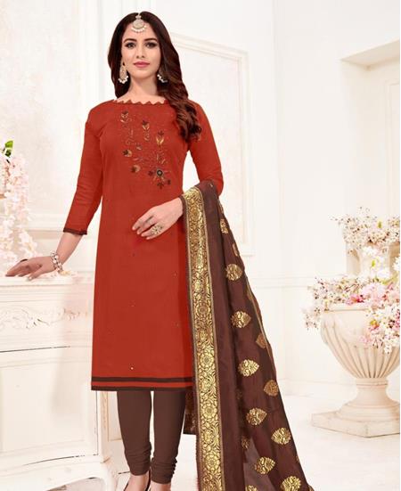 Picture of Enticing Brown Straight Cut Salwar Kameez