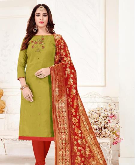 Picture of Lovely Mehandi Straight Cut Salwar Kameez