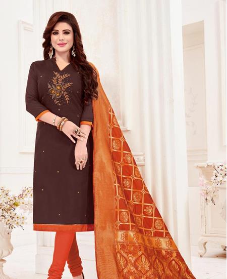 Picture of Superb Brown Straight Cut Salwar Kameez