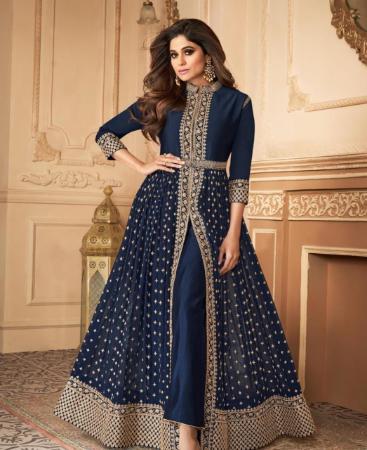 Picture of Good Looking Nevy Blue Anarkali Salwar Kameez