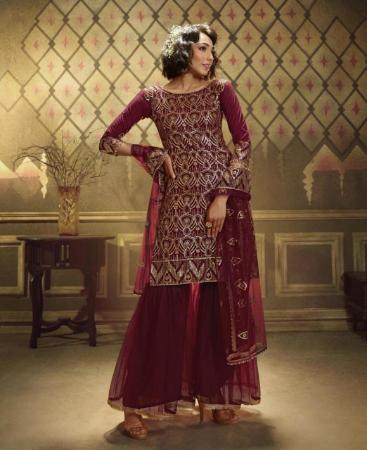 Picture of Elegant Maroon Straight Cut Salwar Kameez