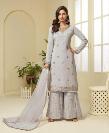 Picture of Ideal Grey Straight Cut Salwar Kameez