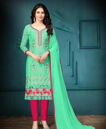 Picture of Excellent Sea Green Cotton Salwar Kameez