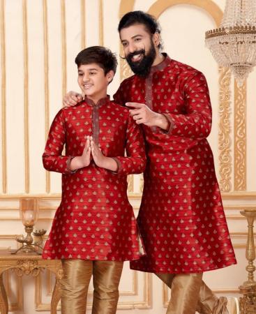 Picture of Appealing Red Kids Kurta Pyjama