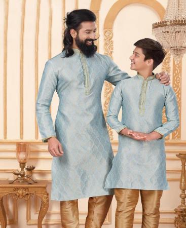 Picture of Delightful Sky Blue Kids Kurta Pyjama