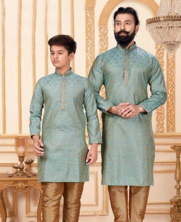 Picture of Ideal Steel Blue Kids Kurta Pyjama