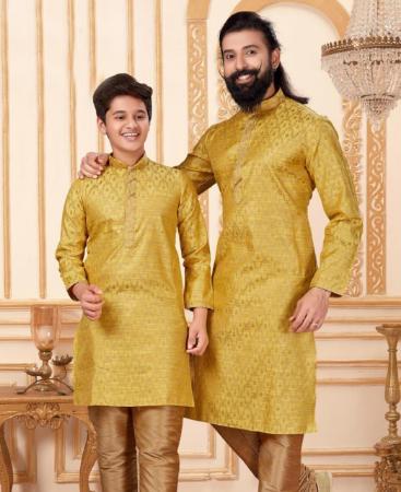 Picture of Sublime Yellow Kids Kurta Pyjama