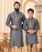 Picture of Fascinating Bluish Grey Kids Kurta Pyjama