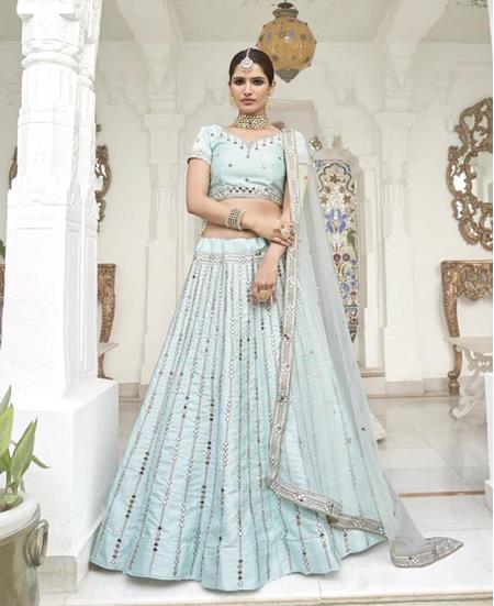 Picture of Charming Ice Blue Lehenga Choli