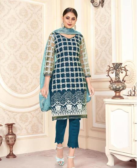 Picture of Pretty Nevy Blue Straight Cut Salwar Kameez