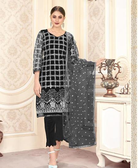 Picture of Pleasing Black Straight Cut Salwar Kameez