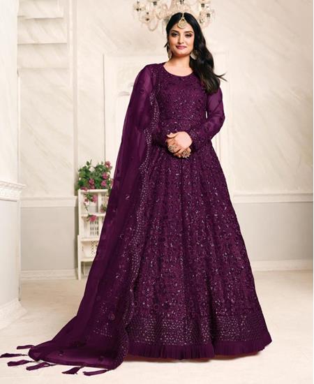 Picture of Good Looking Voilet Anarkali Salwar Kameez