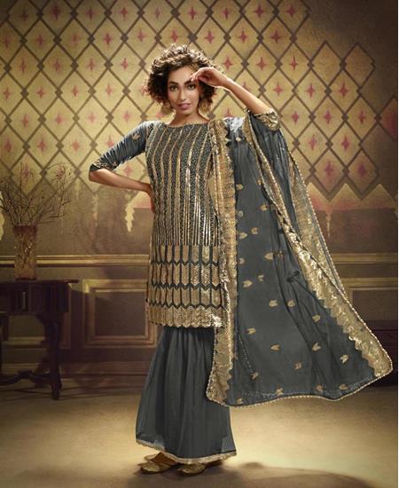 Picture of Grand Grey Straight Cut Salwar Kameez