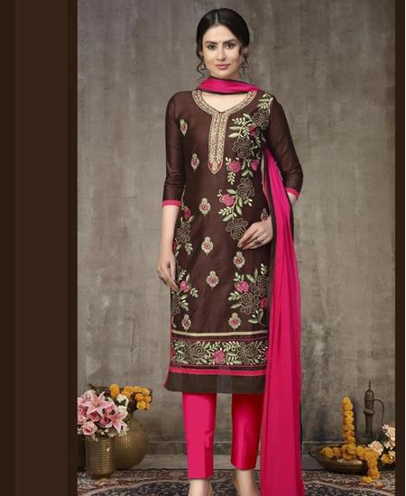 Picture of Well Formed Wine Cotton Salwar Kameez