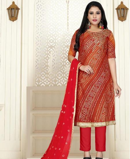 Picture of Excellent Red Cotton Salwar Kameez