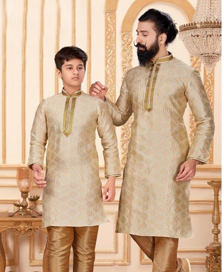 Picture of Gorgeous Beige Kids Kurta Pyjama