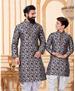 Picture of Taking Navy Blue Kids Kurta Pyjama