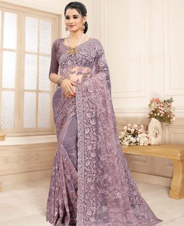 Picture of Pretty Dusty Lavender Designer Saree