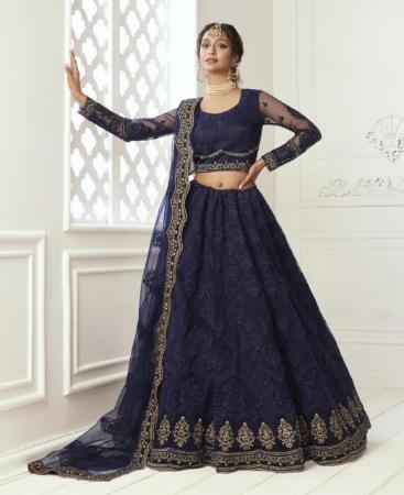 Picture of Fascinating Deep Blue Lehenga Choli