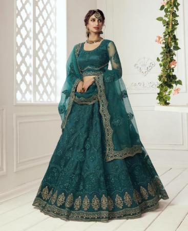 Picture of Comely Teal Green Lehenga Choli