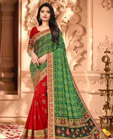 Picture of Sublime Green+red Casual Saree