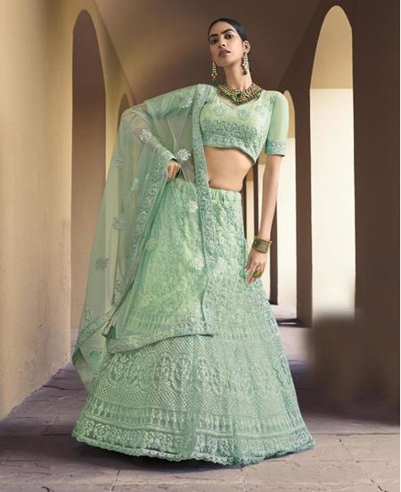 Picture of Fascinating Light Green Lehenga Choli