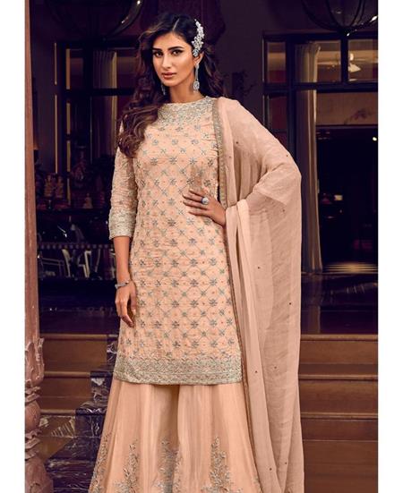 Picture of Splendid Peach Straight Cut Salwar Kameez