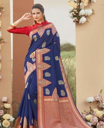 Picture of Graceful Blue Silk Saree