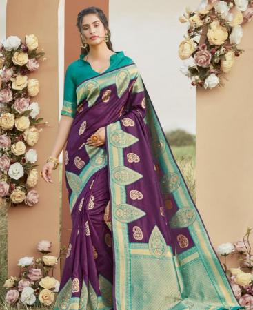 Picture of Good Looking Voilet Silk Saree