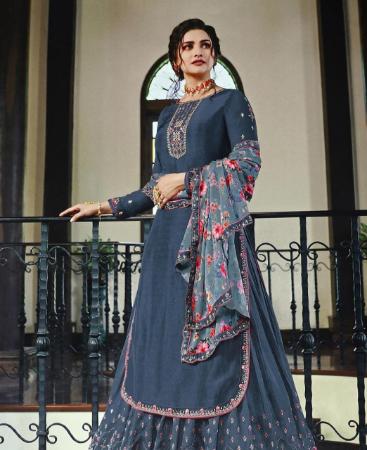 Picture of Fascinating Stone Blue Straight Cut Salwar Kameez