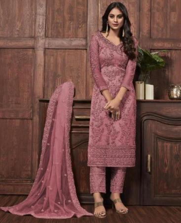 Picture of Exquisite Pink Straight Cut Salwar Kameez