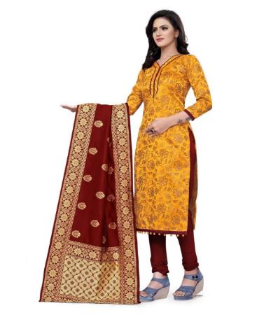 Picture of Fine Yellow Straight Cut Salwar Kameez