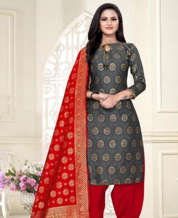 Picture of Beautiful Grey Cotton Salwar Kameez