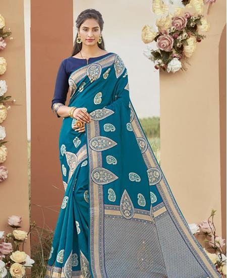 Picture of Marvelous Sea Green Silk Saree