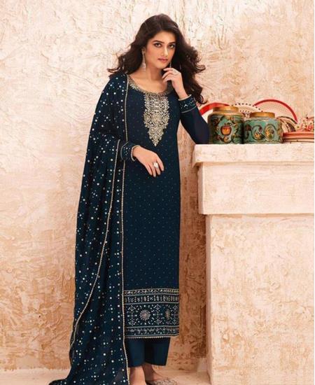 Picture of Nice Nevy Blue Straight Cut Salwar Kameez