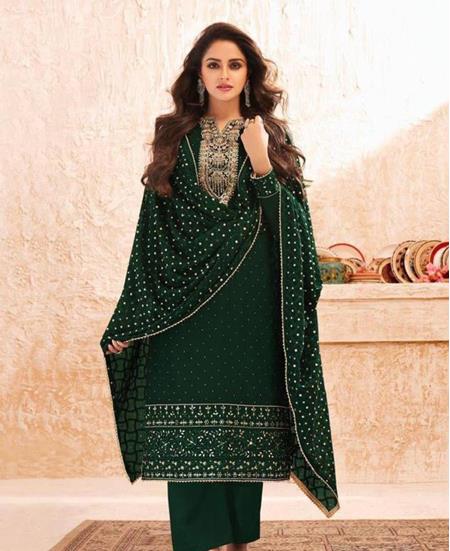 Picture of Shapely Green Straight Cut Salwar Kameez