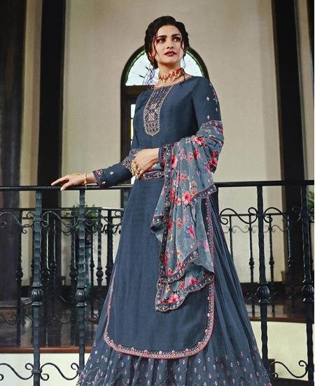 Picture of Fascinating Stone Blue Straight Cut Salwar Kameez